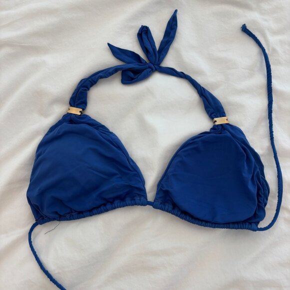 💙 ViX Paula Hermanny Blue Triangle Bikini Top – Gold Ring Detail | Size M/L - Picture 7 of 7